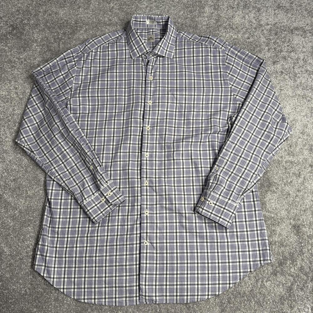 Peter Millar Shirt Mens XL Purple Plaid Long Sleeve Button Up Cotton Casual